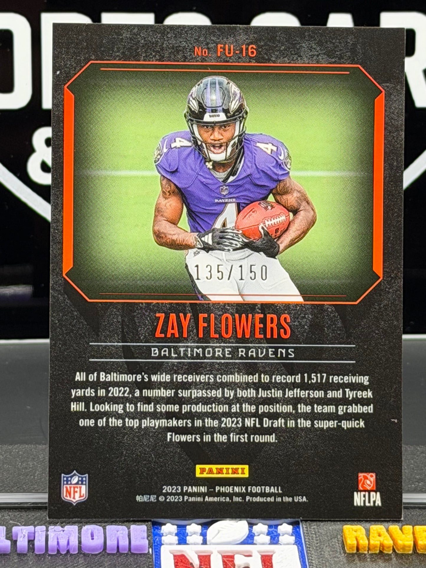 2023 Panini Phoenix Zay Flowers Fired Up RC /150 Ravens #FU-16 135/150
