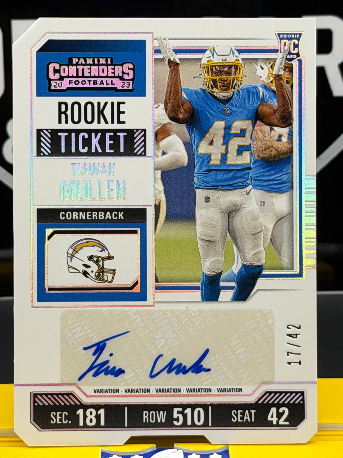 2023 Contenders Tiawan Mullen Rookie Ticket Auto VAR /42 Chargers RC 17/42