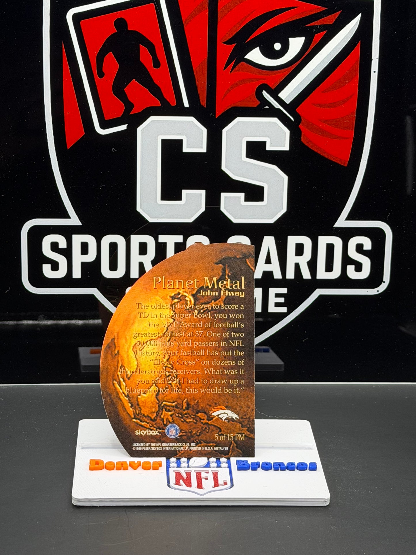 1999 SkyBox Metal Planet Metal John Elway /15 Die-Cut Broncos HOF