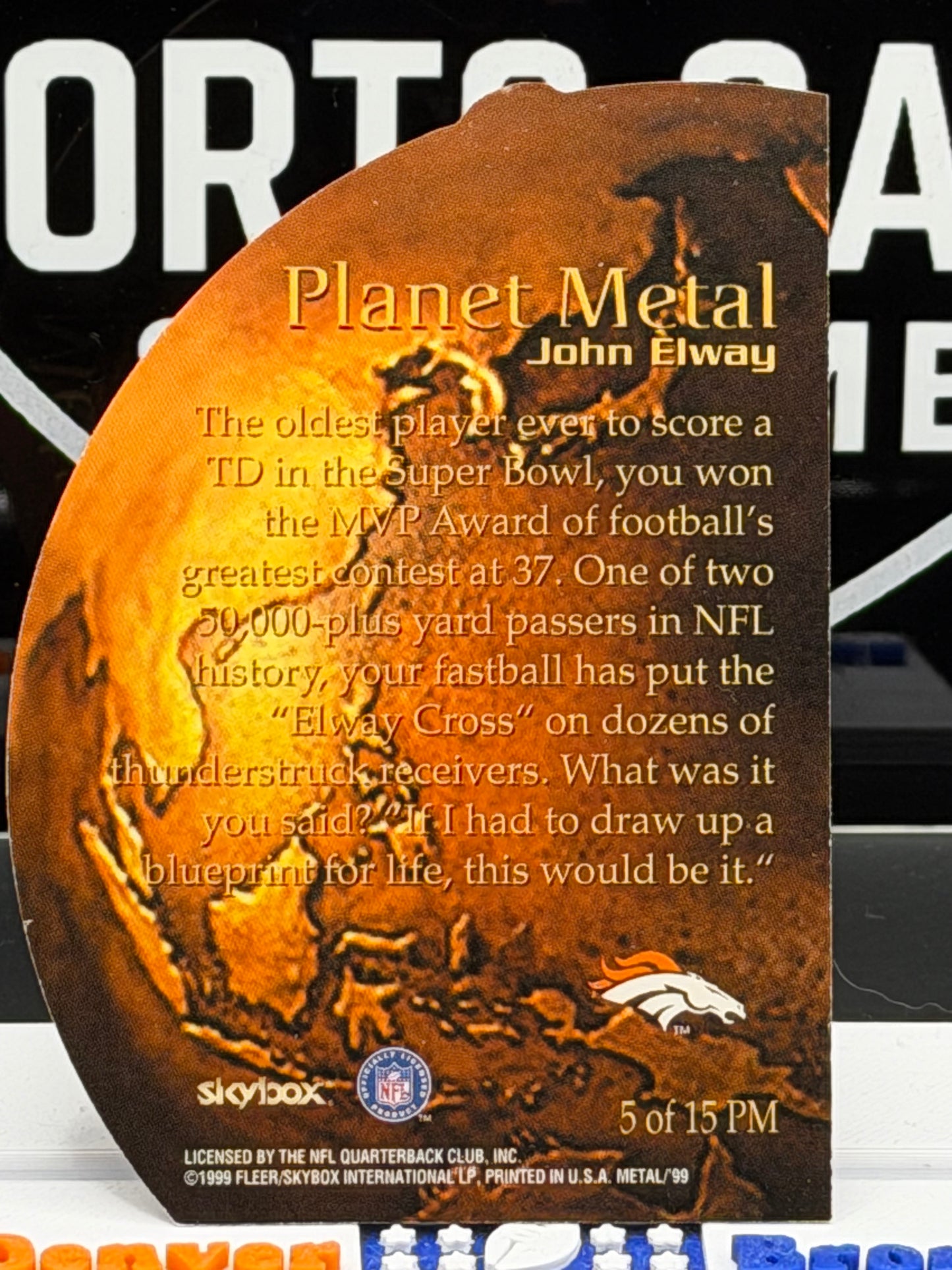 1999 SkyBox Metal Planet Metal John Elway /15 Die-Cut Broncos HOF