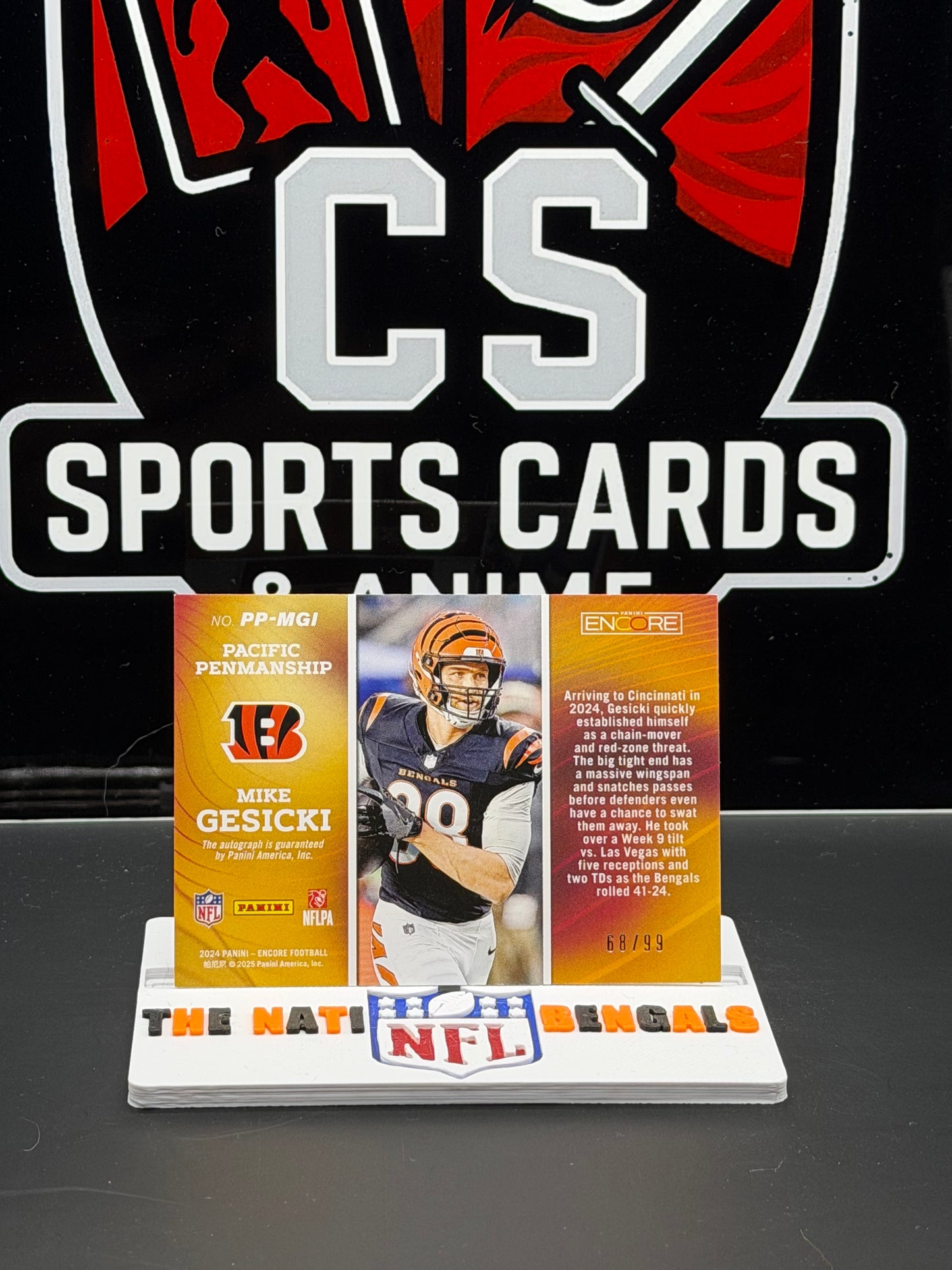 2024 Panini Encore Mike Gesicki Pacific Penmanship Auto /99 PP-MGI Bengals 68/99