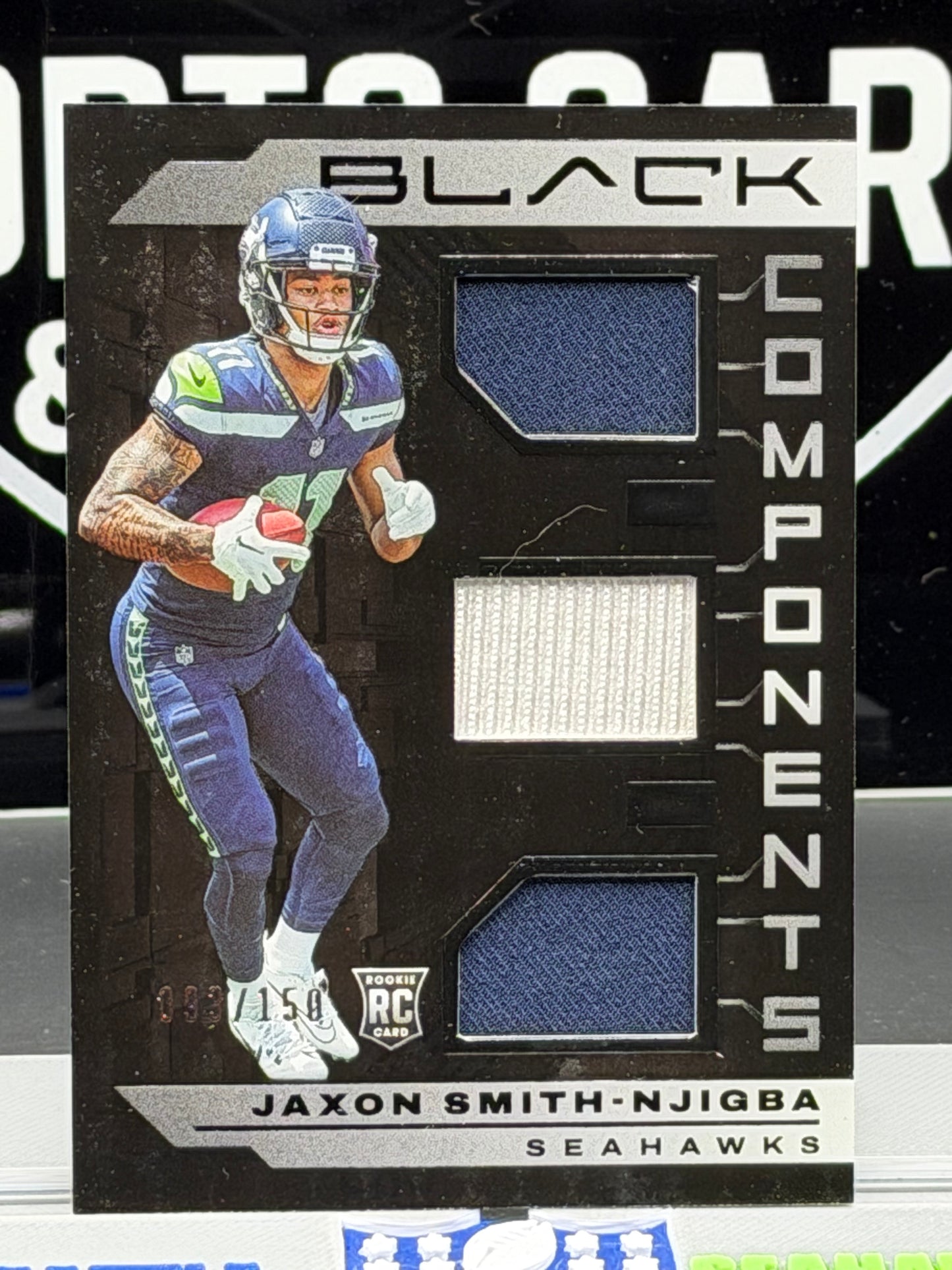 2023 Panini Black JSN Jaxon Smith-Njigba RC Triple Patch /150 COM-1 Seahawks 093/150