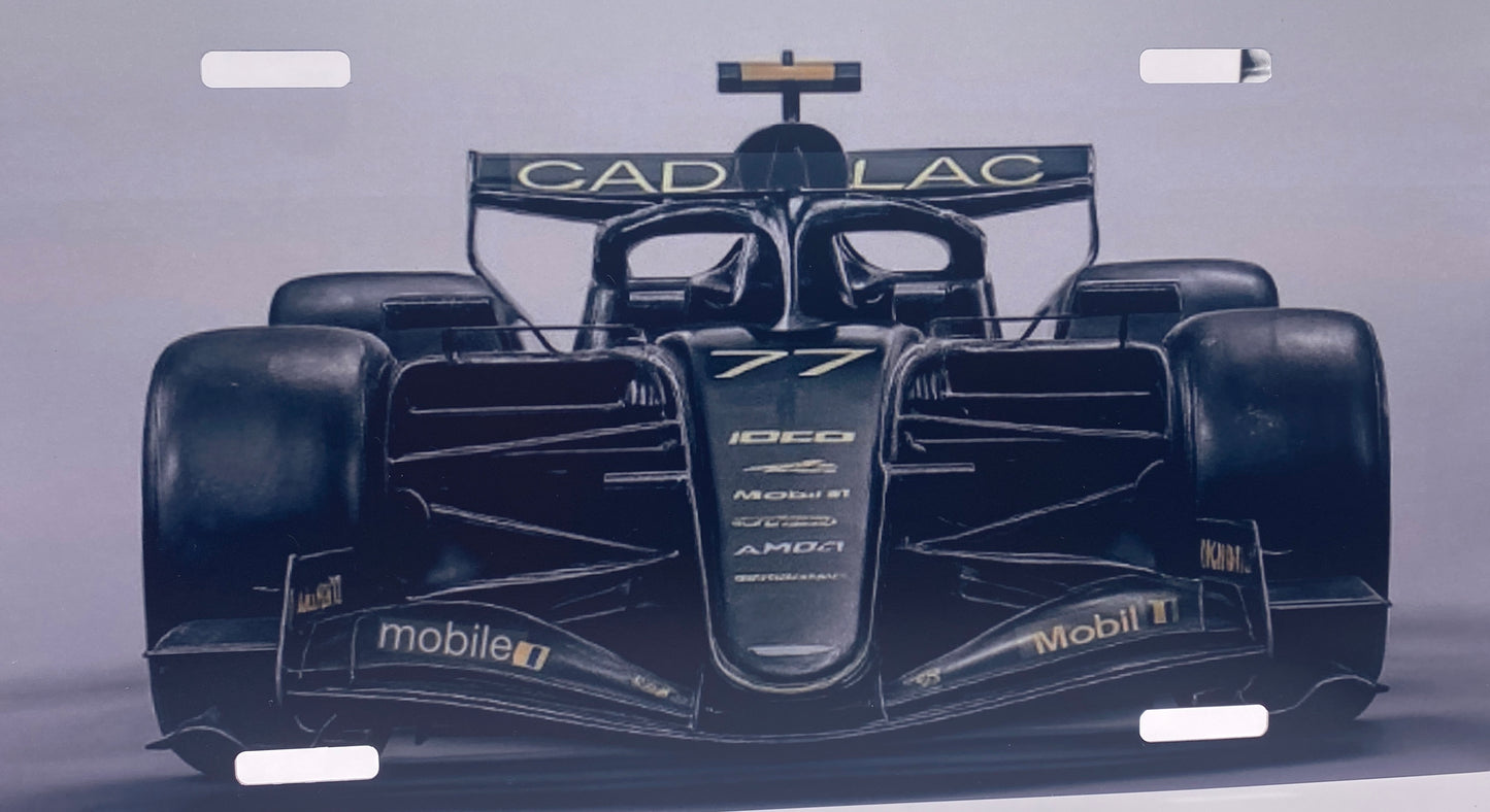 Cadillac Motorsport License Plate Wall Art – Formula-Style #77 Car – Racing Fan Decor
